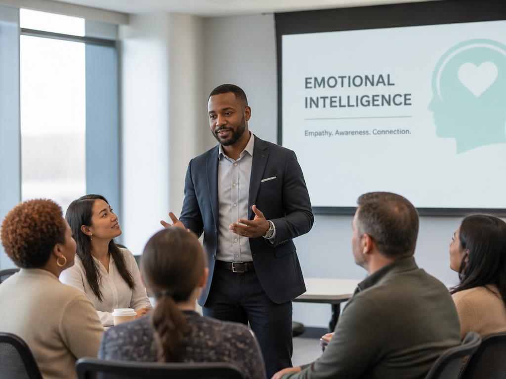 Black male trainer leading an emotional intelligence seminar